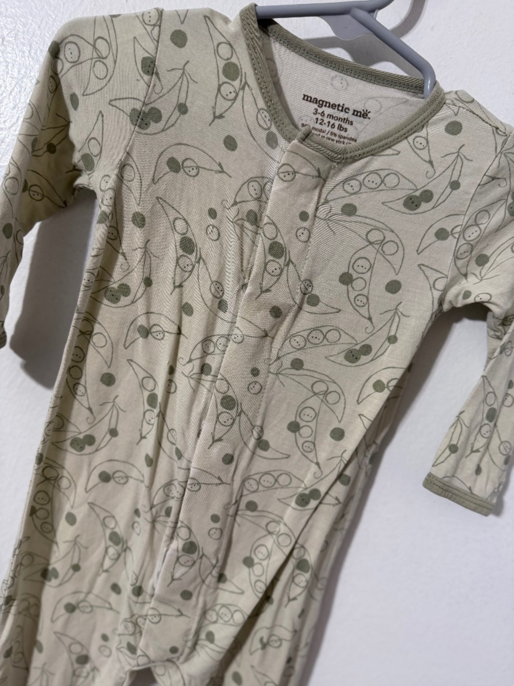 Magnetic Me Modal Peas in Pod Print Green Footed Magnetic Sleeper 3-6 Months